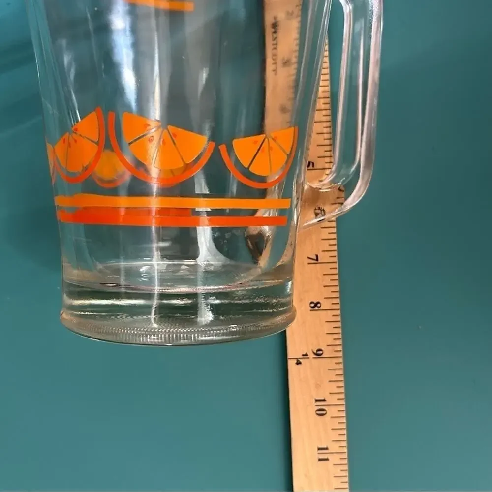 Vintage Clear Glass Pitcher with Orange Slice Design